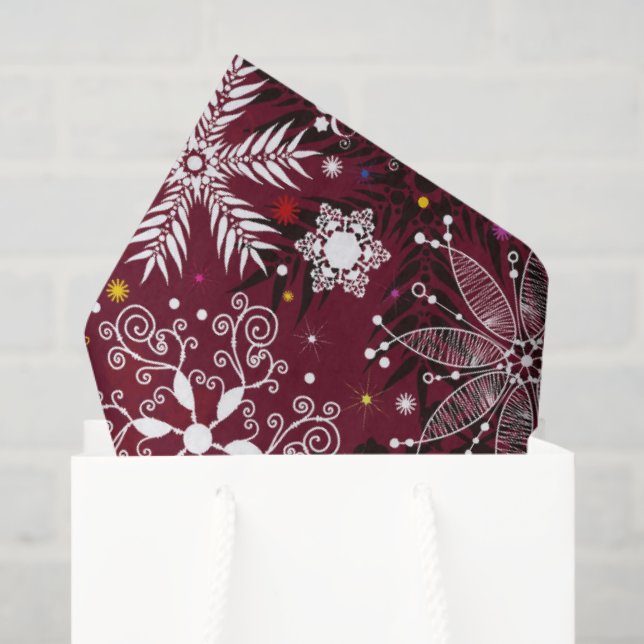 Papier Mousseline Flocon de neige motif tissu de Noël (Sac cadeau)