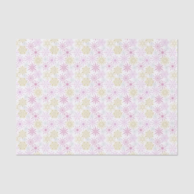 Papier Mousseline Flocon de neige rose étincelant (Recto)