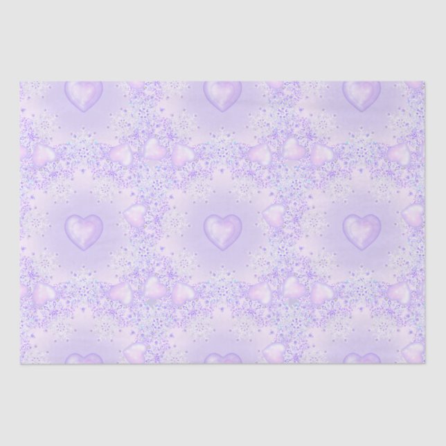Papier Mousseline flocon de neige violet clair et coeur étincelant (Recto)
