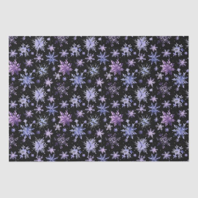 Papier Mousseline Flocon de neige violet noir (Recto)
