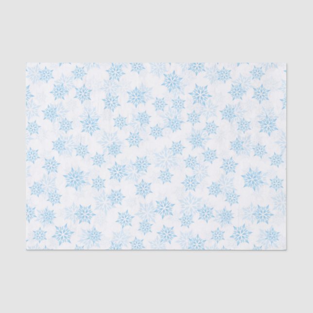 Papier Mousseline Flocons de neige bleu bébé Noël blanc (Recto)