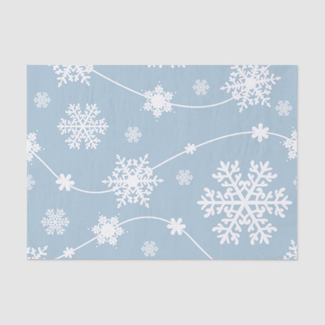 Papier Mousseline Flocons de neige gris-bleu Pays merveilleux d'hive (Recto)