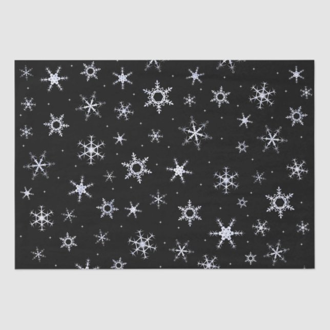 Papier Mousseline Flocons de neige noirs (Recto)