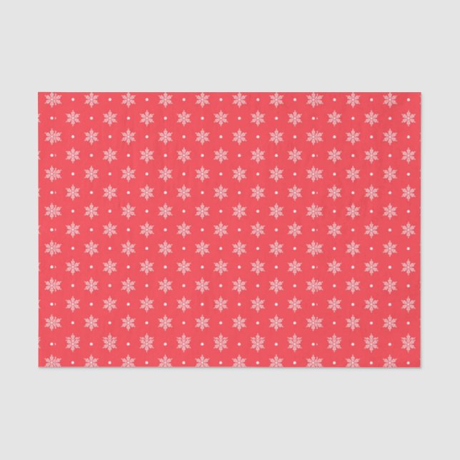 Papier Mousseline Flocons de neige sur fond rouge (Recto)
