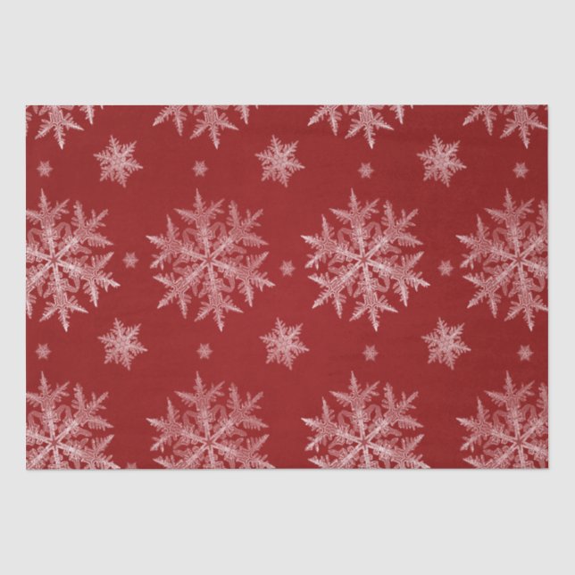Papier Mousseline Flocons Rouges Fêtes de Noël (Recto)
