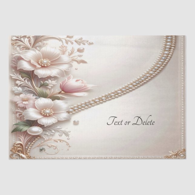 Papier Mousseline Floral and Pearl Embellishments Tissue Paper (Recto)