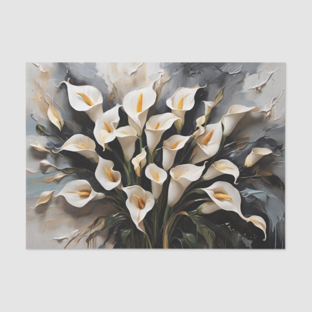 Papier Mousseline Floral Blanc Calla Lily (Recto)