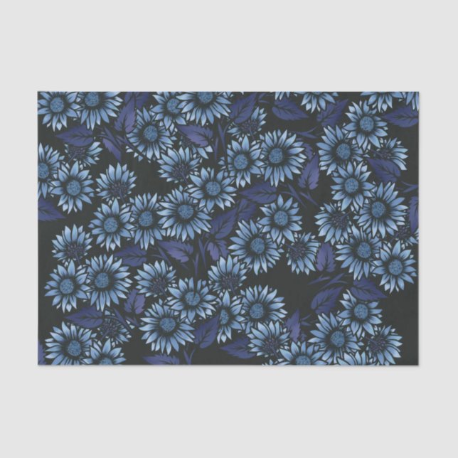 Papier Mousseline Floral bleu (Recto)