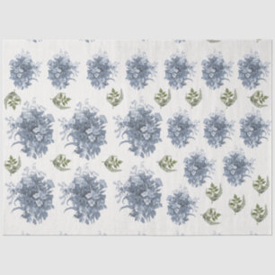 Papier Mousseline Floral bleu et blanc Vintage anglais Découpage