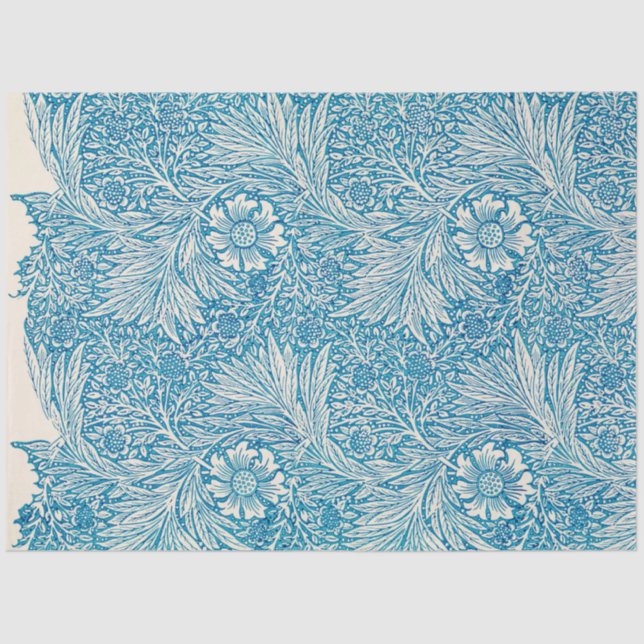 Papier Mousseline Floral Blue Marigold Ephemera Motif de découpage (Recto)