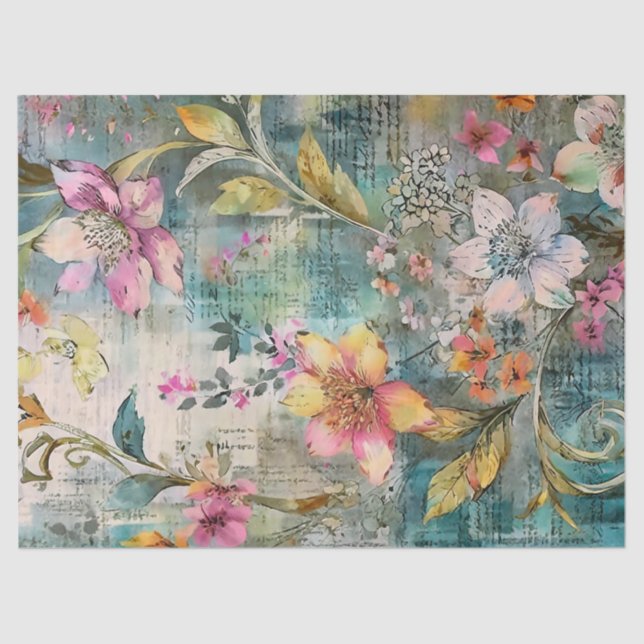 Papier Mousseline Floral coloré (Recto)