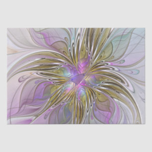 Papier Mousseline Floral Coloré Abstrait Fractal Avec Rose & Or