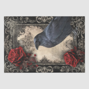 Papier Mousseline Floral Corbeau noir