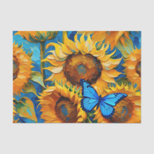 Papier Mousseline Floral De Tournesol Et Papillon