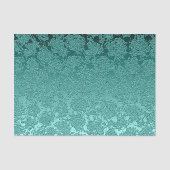 Papier Mousseline Floral Élégant Turquoise Vert moderne (Recto)