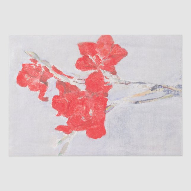 Papier Mousseline Floral Fleurs rouges Rouge Gladioli Découpage (Recto)