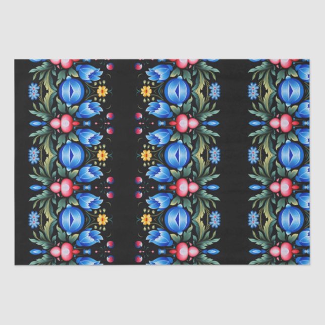 Papier Mousseline Floral Folk Art Moderne (Recto)