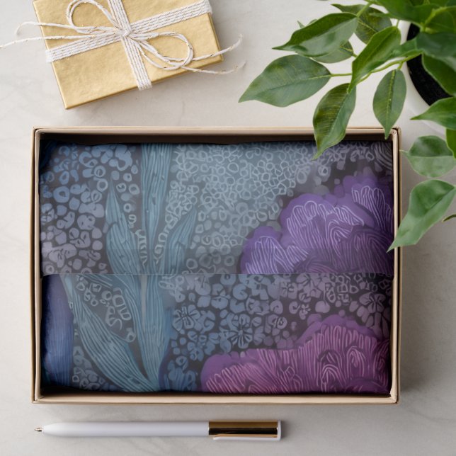 Papier Mousseline floral fuchsia (Cadeau)