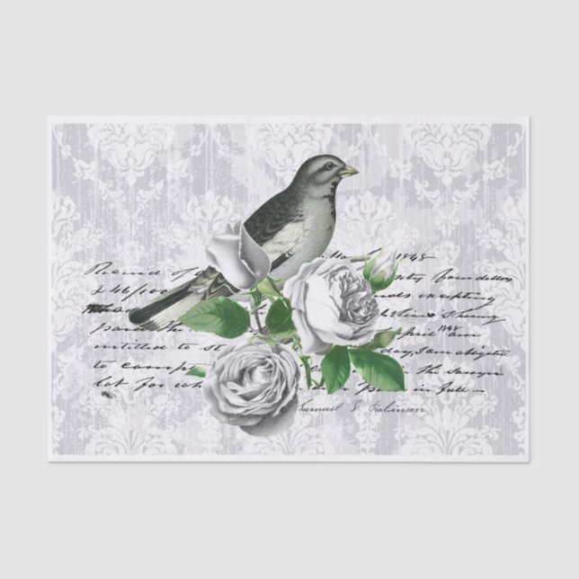 Papier Mousseline Floral gris Damas (Recto)
