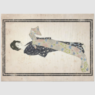 Papier Mousseline Floral Kimono femme japonaise Vintage Découpage Ar