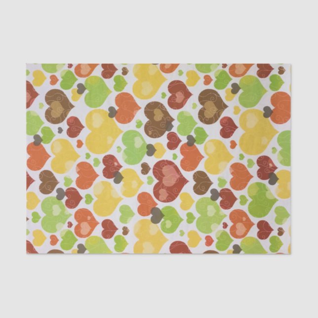 Papier Mousseline Floral Love Hearts Motif rose (Recto)