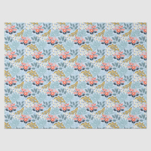Papier Mousseline Floral moderne sur bleu
