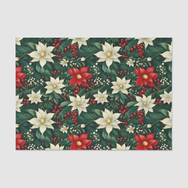 Papier Mousseline Floral Motif de Noël (Recto)
