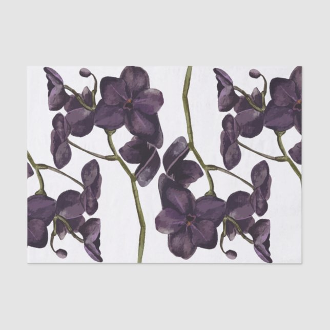 Papier Mousseline Floral noir minimaliste (Recto)