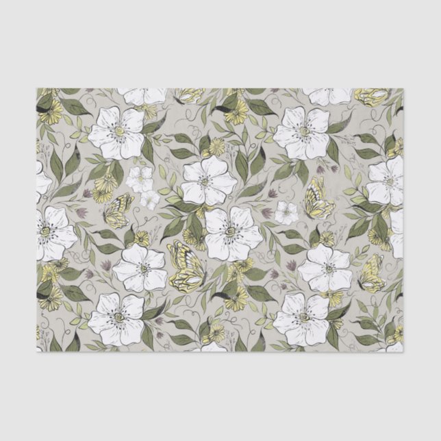 Papier Mousseline Floral papillon (Recto)