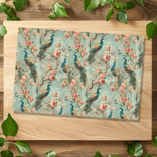 Papier Mousseline Floral Peacock Vintage Texture look fleur