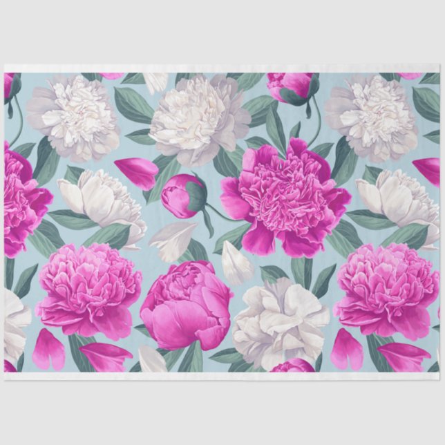 Papier Mousseline Floral Peony Peonies Fleurs Motif Découpage (Recto)