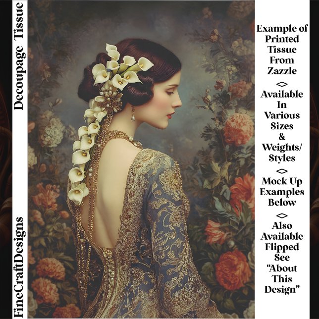 Papier Mousseline Floral Portrait & Calla Lillies EZ9R Decoupage (Créateur téléchargé)