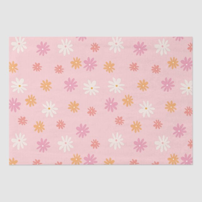 Papier Mousseline Floral rose et orange de marguerite (Recto)