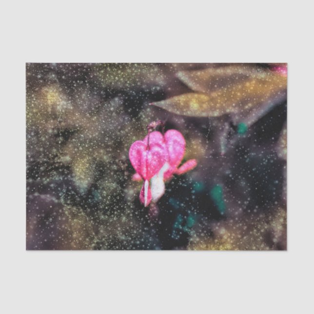 Papier Mousseline Floral rose or Parties scintillant Texture Coeurs  (Recto)