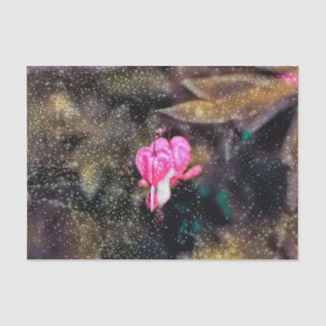 Papier Mousseline Floral rose or Parties scintillant Texture Coeurs  (Recto)