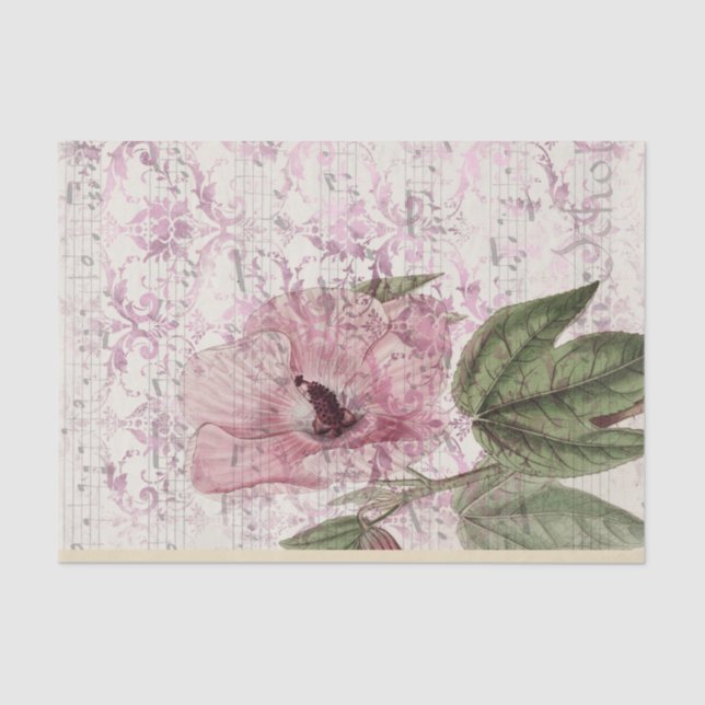 Papier Mousseline Floral rose vintage (Recto)