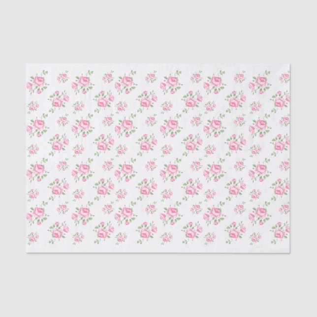 Papier Mousseline Floral rose vintage (Recto)