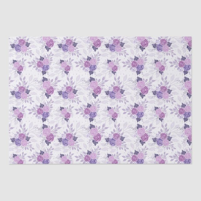 Papier Mousseline Floral rose violet Élégante Fleurs Féminines (Recto)