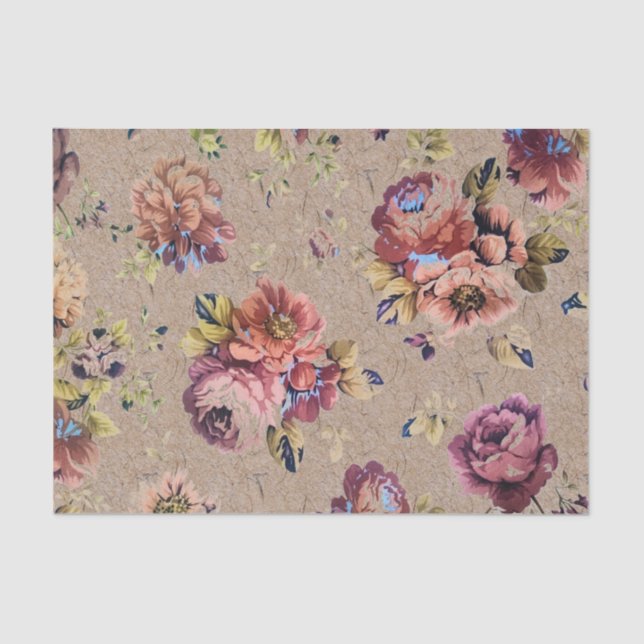 Papier Mousseline Floral rustique vintage (Recto)