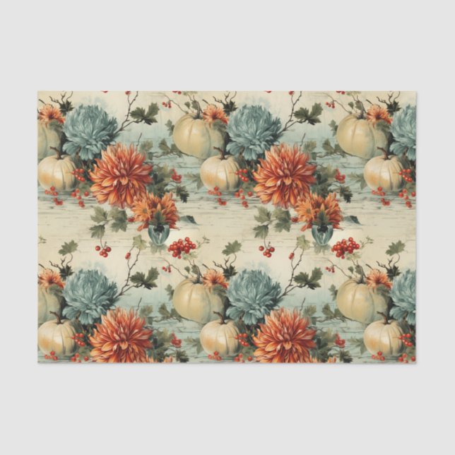 Papier Mousseline Floral Thanksgiving Motif Vintage (1) (Recto)