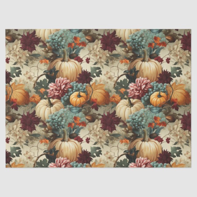 Papier Mousseline Floral Thanksgiving Motif Vintage (8) (Recto)
