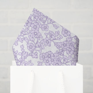 Papier Mousseline Floral Trellis Purple - White