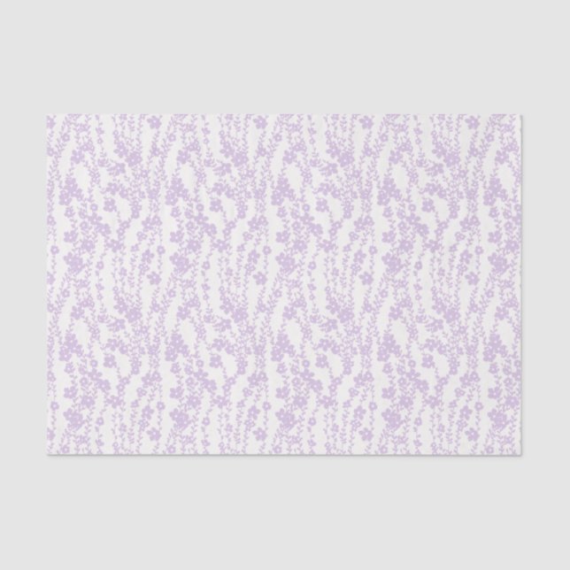 Papier Mousseline Floral Vines (Ivory - Lavender) (Recto)