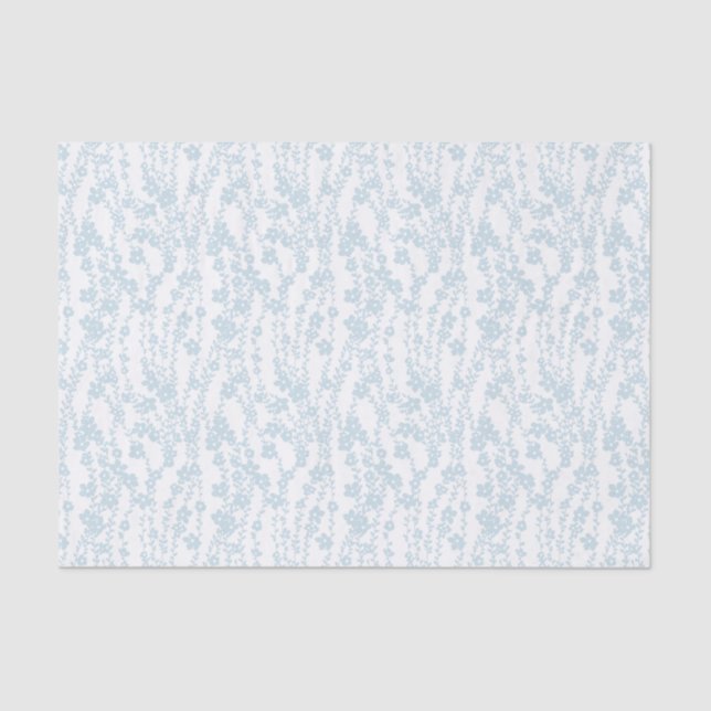 Papier Mousseline Floral Vines (White - Blue) (Recto)