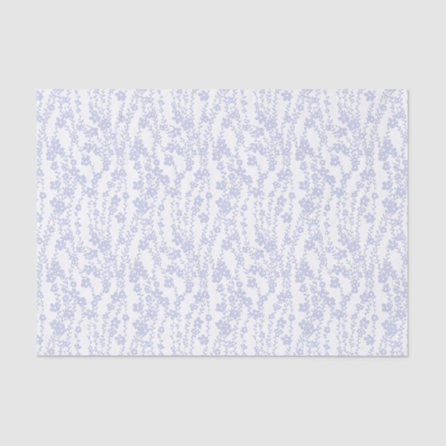Papier Mousseline Floral Vines (White - Periwinkle) (Recto)