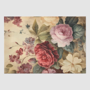 Papier Mousseline Floral vintage aux couleurs riches Fleur éternelle
