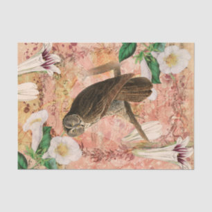 Papier Mousseline Floral vintage avec hibou