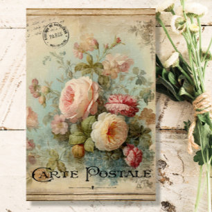 Papier Mousseline Floral Vintage bleu rose Ephémère Découpage