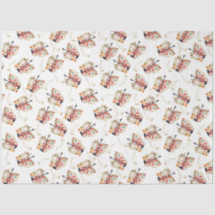 Papier Mousseline Floral Violins Gold Music Notes Noël