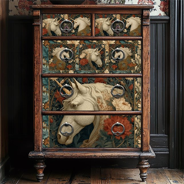 Papier Mousseline Floral William Morris Style Unicorn (Créateur téléchargé)